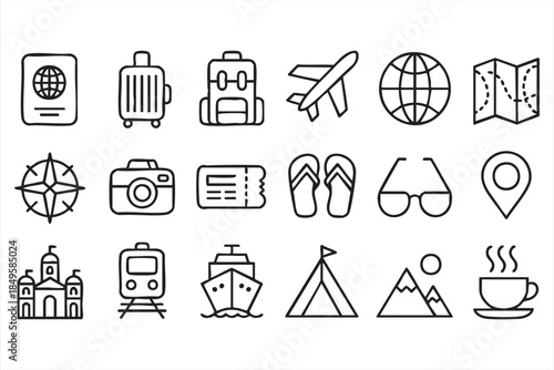 Holiday and Destination Icons for Travel Planning Apps