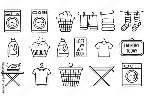 Clothing Care and Laundry Icons for Household Apps