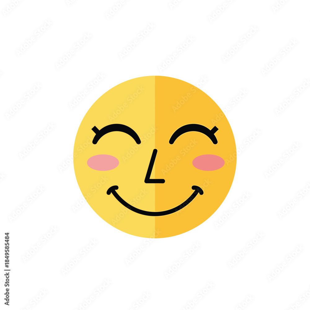 Fototapeta premium Smiling face with rosy cheeks and closed eyes