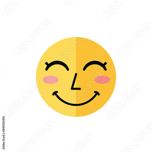 Smiling face with rosy cheeks and closed eyes