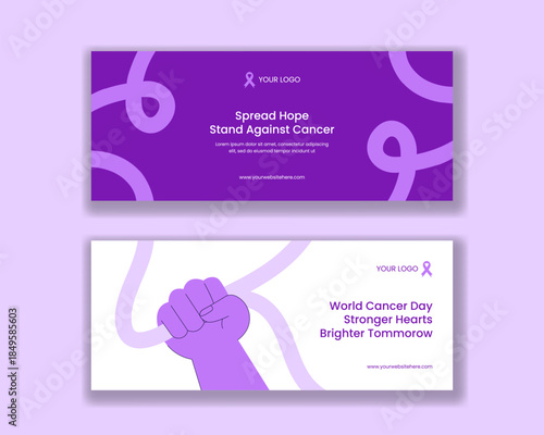 World Cancer Day Flat Cartoon Hand Drawn Horizontal Banner Background Illustration