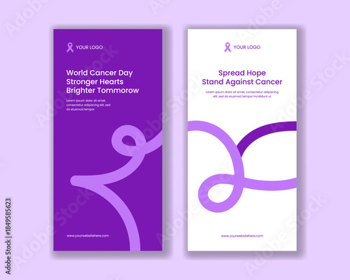 Flat Cartoon Hand Drawn World Cancer Day Vertical Banner Background Illustration