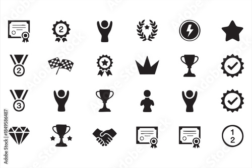 Award and Trophy Icons for Business Excellence and Certification