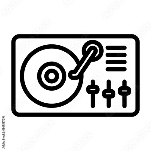 DJ Turntable Vector Line Icon Design
