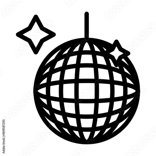 Disco Ball Vector Line Icon Design