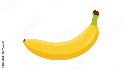A simple and clean flat vector illustration of a single ripe yellow banana, isolated against a plain white background, perfect for food and health concepts.