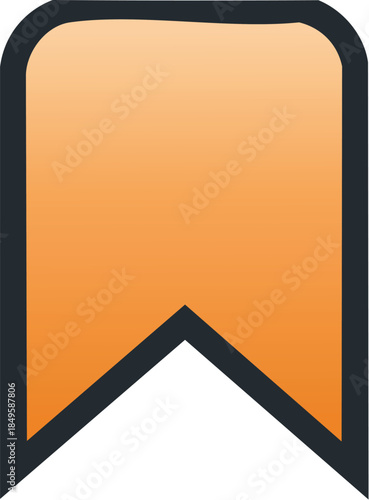 Orange Bookmark Icon with Dark Outline and White Background
