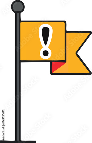Yellow flag with an exclamation mark, indicating a warning or alert signal