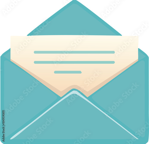 Open envelope with a letter inside, symbolizing communication and correspondence