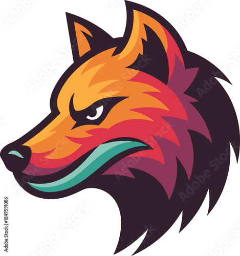 Modern fox head logo vector illustration with vibrant colors for gaming esports branding and professional mascot design creative animal profile icon for corporate identity and sports team emblem