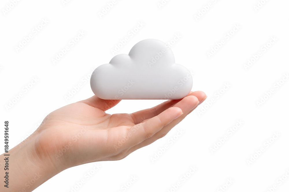 Fototapeta premium Human Hand Holding Minimal Cloud Icon Concept