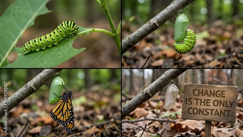 Caterpillar Transformation into Butterfly Life Cycle Stages.
