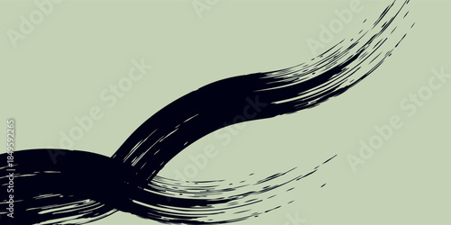 Hand drawn grainy green brush stroke with spray texture. Rough thick brush stroke texture. Grunge distress damaged old banner with zigzag bold line