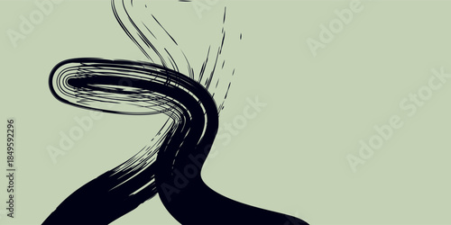 Hand drawn grainy green brush stroke with spray texture. Rough thick brush stroke texture. Grunge distress damaged old banner with zigzag bold line