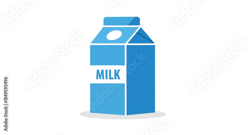 Blue Milk Carton Isolated on White Background.