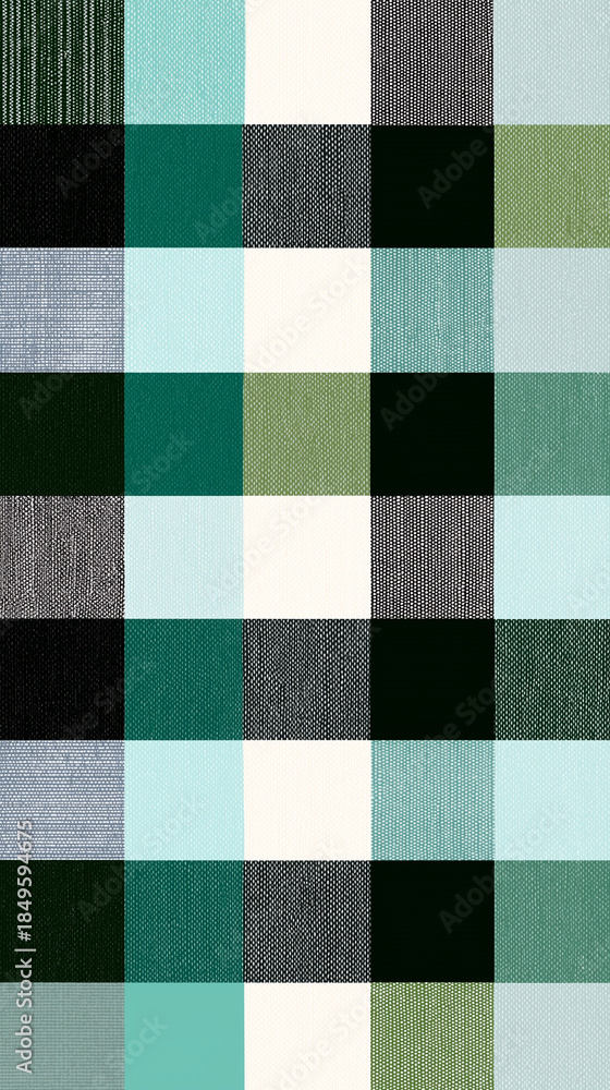 Fototapeta premium Patchwork fabric pattern in green hues