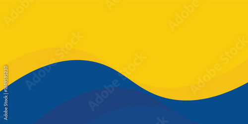 Vector yellow and blue curve overlap layer background with decoration. Modern horizontal banner template design. Suit for cover, header, poster, banner, eps10
