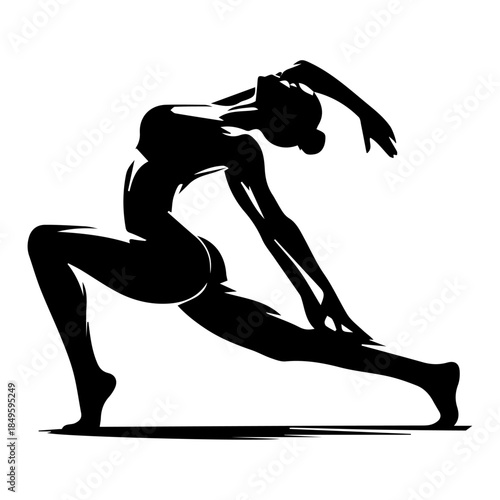 Stylized Silhouette of a Female Athlete in a Deep Lunge Warm-up Pose