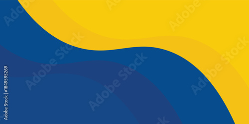 Vector yellow and blue curve overlap layer background with decoration. Modern horizontal banner template design. Suit for cover, header, poster, banner, design