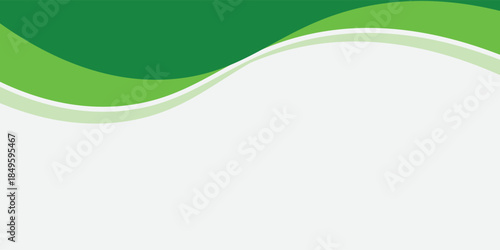 Vector White and Green wave wide background banner, modern design