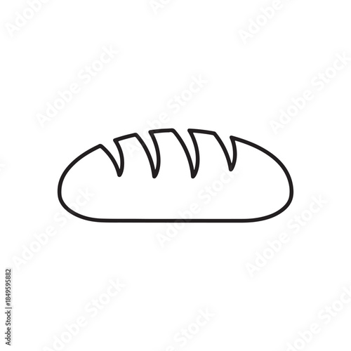 Loaf of bread vector icon in linear, outline icon isolated on white background
