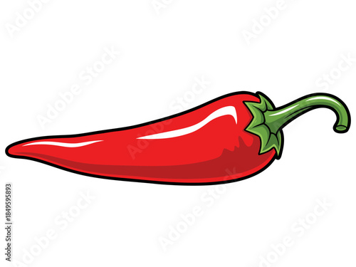 A vibrant red chili pepper, a bold symbol of fiery flavor and spicy cuisine, ideal for enhancing food blogs, recipe designs, or any creative project needing a touch of heat