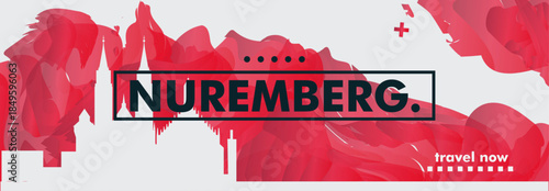 Nuremberg, Germany city banner with skyline, cityscape, landmarks. Horizontal travel vector illustration layout for website, page, presentation, header, footer
