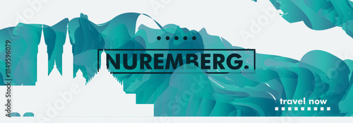 Nuremberg, Germany city banner with skyline, cityscape, landmarks. Horizontal travel vector illustration layout for website, page, presentation, header, footer