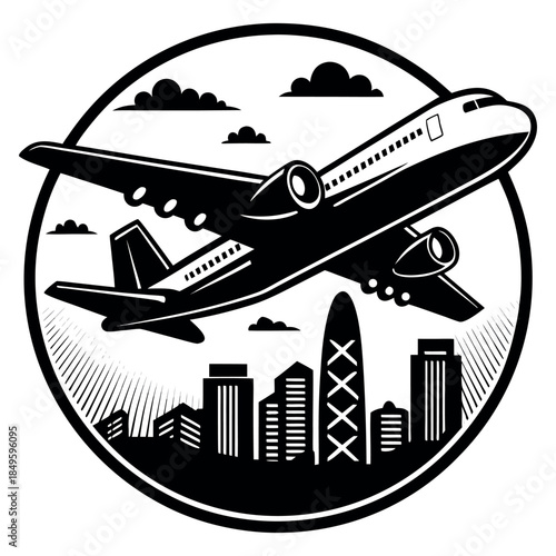 Black and White Airplane Vector Icon