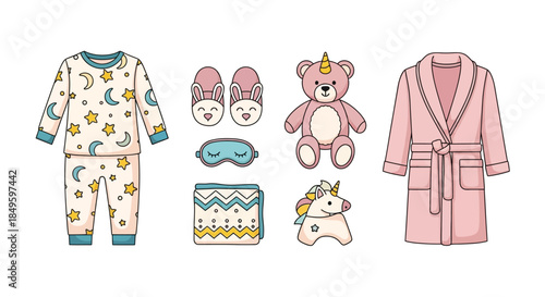Childrens Sleepwear and Accessories Collection Featuring Cute Characters.