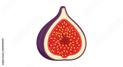 Fresh Fig Half Isolated on White Background.