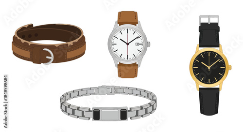 Collection of Accessories Including Watches and Bracelet.
