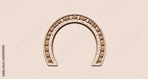 Vintage grunge illustration of an old wooden door with an antique metal handle featuring a gold art pattern and vector sign decoration