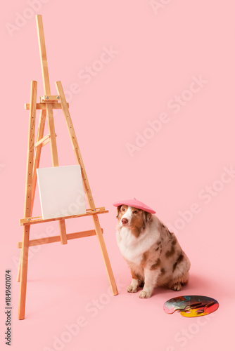 Cute dog with artist's supp...