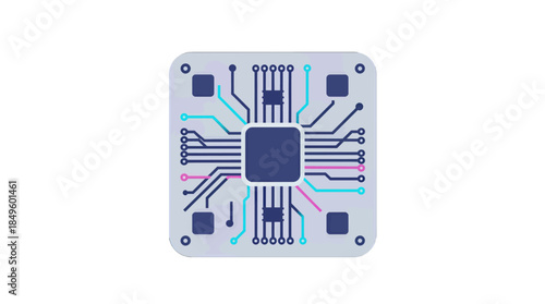 Microchip Vector Illustration in Flat Design Style