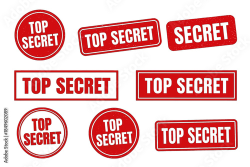Top Secret Red Stamps Vector Illustration Set