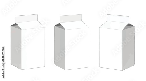 Three White Milk Cartons in 3D Render