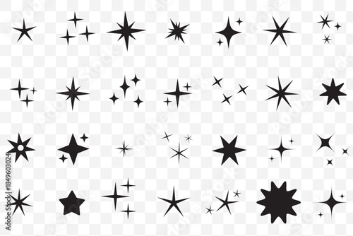 Sparkle star icon set simple star burst symbol transparent png and vector illustration shimmering four pointed star icon set sparkles star symbols vector bright sparkle star sparkle shiny flash