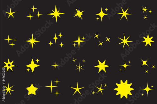 Sparkle star icon set simple star burst symbol transparent png and vector illustration shimmering four pointed star icon set sparkles star symbols vector bright sparkle star sparkle shiny flash