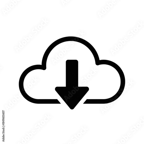 Cloud Download Icon for Data Transfer and Storage