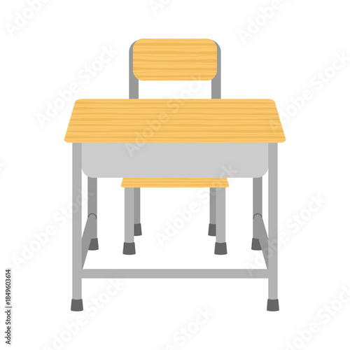 学校の机と椅子のイラスト