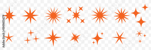 Sparkle star icon set. Sparkle, stars or shine icon set vector collection of different stars in black color. Shine icon. AI generated star icons collection. Artificial Intelligence sparkle symbol.