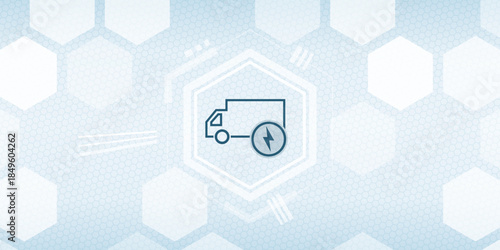Schilderij op canvas Vector Header Concept for Electric Delivery Van and Logistics Electrification