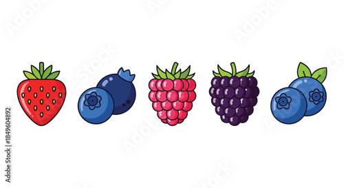Assortment of fresh berries including strawberries blueberries raspberries and blackberries.