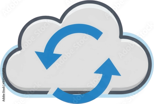 Cloud Sync and Data Transfer Icon: Modern Digital Technology Concept for Online Storage, Network Connection, and Business Solutions with Refresh Arrows