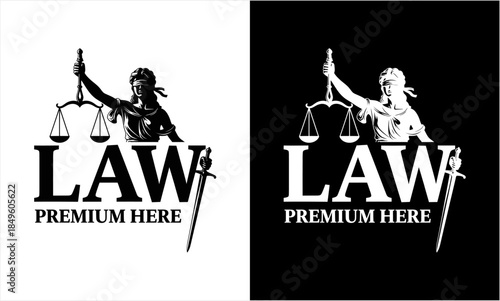 Lady Justice with scales and sword, a symbol of law and order.