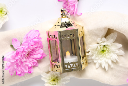 Muslim lamp with flowers an...