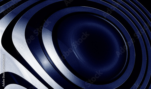 Dark blue metallic textured background showing radiating circles and ripple pattern with noise grainy effect for abstract, futuristic, technology, modern, cyberspace, website backdrop design