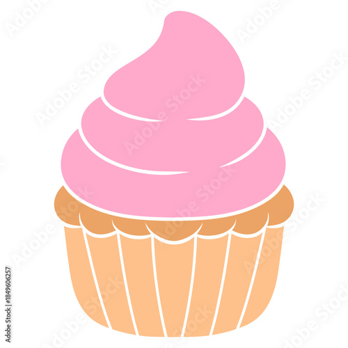Cupcake with Pink Frosting Illustration