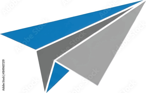 Modern Blue and Gray Geometric Paper Airplane Logo Icon Design